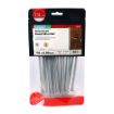 Retail packaging of TIMco Galvanised Round Wire Nails (150mm x 6.00mm, 500g tub), with visible clear front showing long galvanised nails and a product label featuring usage information and branding