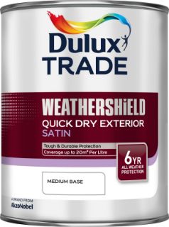Picture of Dulux Trade Weathershield Quick Dry Exterior Satin Medium Base 1 Litre
5089159