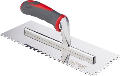 Picture of Faithfull 11" x 4.5" Soft Grip Notched Stainless Steel Trowel
5203288812