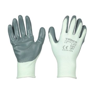 Picture of TIMCo Secure Grip Nitrile Foam Gloves (White/Grey) - Large
770716