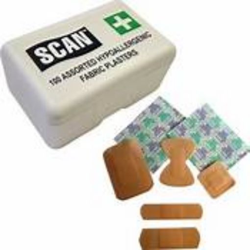 Picture of Scan Hypoallergenic Fabric Assorted Plasters (120)
SCANFABP