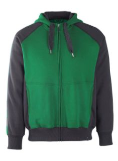 Picture of MASCOT® UNIQUE Hoodie with zipper Green/Black L 
50566-963-0309