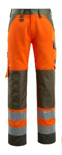 Picture of MASCOT® SAFE LIGHT Trousers with kneepad pockets Hi-Vis Orange/Moss Green L30 W40.5 
15979-948-1433