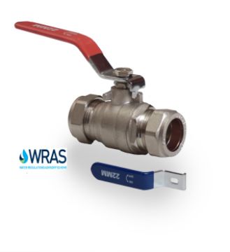Picture of 22mm Lever Ballvalve - Black Handle with Red & Blue Band
305521
