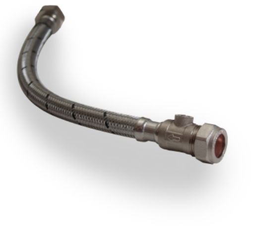 Picture of 22mm x 3/4" Flexi Tap Connector with Isolation Valve 300mm
324656