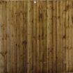 Close-up view of a brown fully framed featheredge fence panel, showcasing the natural timber grain and vertical overlapping boards, ideal for robust garden boundary installations.