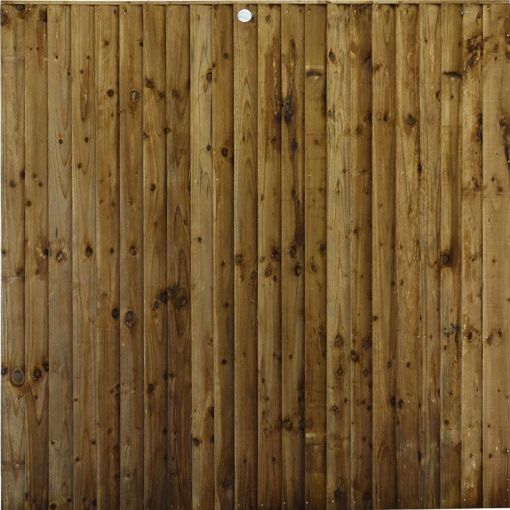 Close-up view of a brown fully framed featheredge fence panel, showcasing the natural timber grain and vertical overlapping boards, ideal for robust garden boundary installations.