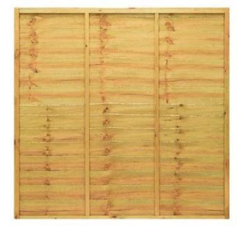 Front view of a TAFS Lap Fence Panel with a traditional flat-top design and horizontal timber slats, pressure-treated in an Autumn Gold finish for long-lasting outdoor use