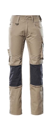 Picture of Mascot Unique Trousers With Kneepad Pockets Cordura Light Khaki/Black