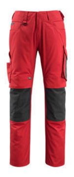 Picture of Mascot Unique Trousers With Kneepad Pockets Cordura Dark Red/Black
