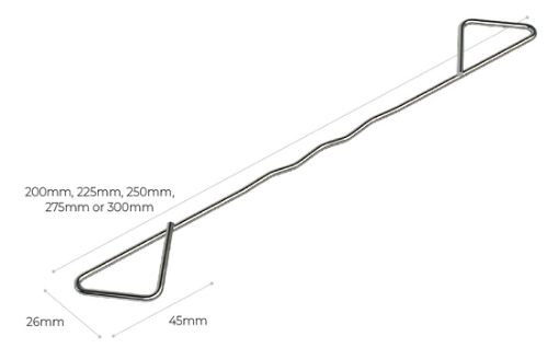 Picture of TecTies 225mm Stainless Steel Type 4 Cavity Wall Tie HRT4 Equivalent (Pack of 250)
TT4225