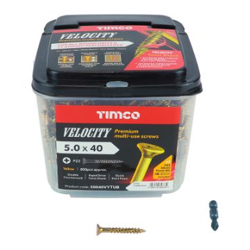 Picture of 5.0 x 40mm Velocity Screws Tub PZ2 CSK - ZYP (800)
50040VYTUB