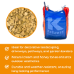Infographic highlighting benefits of Cotswold chippings: decorative appeal, durability, and versatility
