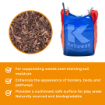 Promotional graphic showing a close-up of decorative bark mulch and a branded Kellaway Building Supplies dumpy bag. The image highlights key benefits of bark mulch, including weed suppression, moisture retention, visual enhancement of borders, and suitability for play areas.