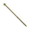 Close-up image of a single green hex head timber screw with a partially threaded shaft and a self-drilling tip, isolated on a white background
