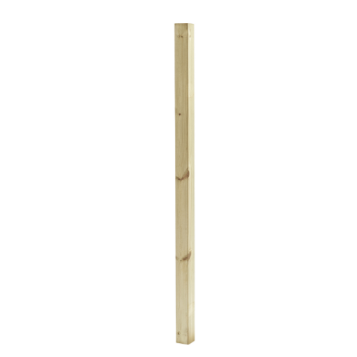 Close-up of a single Cheshire treated blank decking spindle made from smooth, pressure-treated timber, designed for garden balustrade use